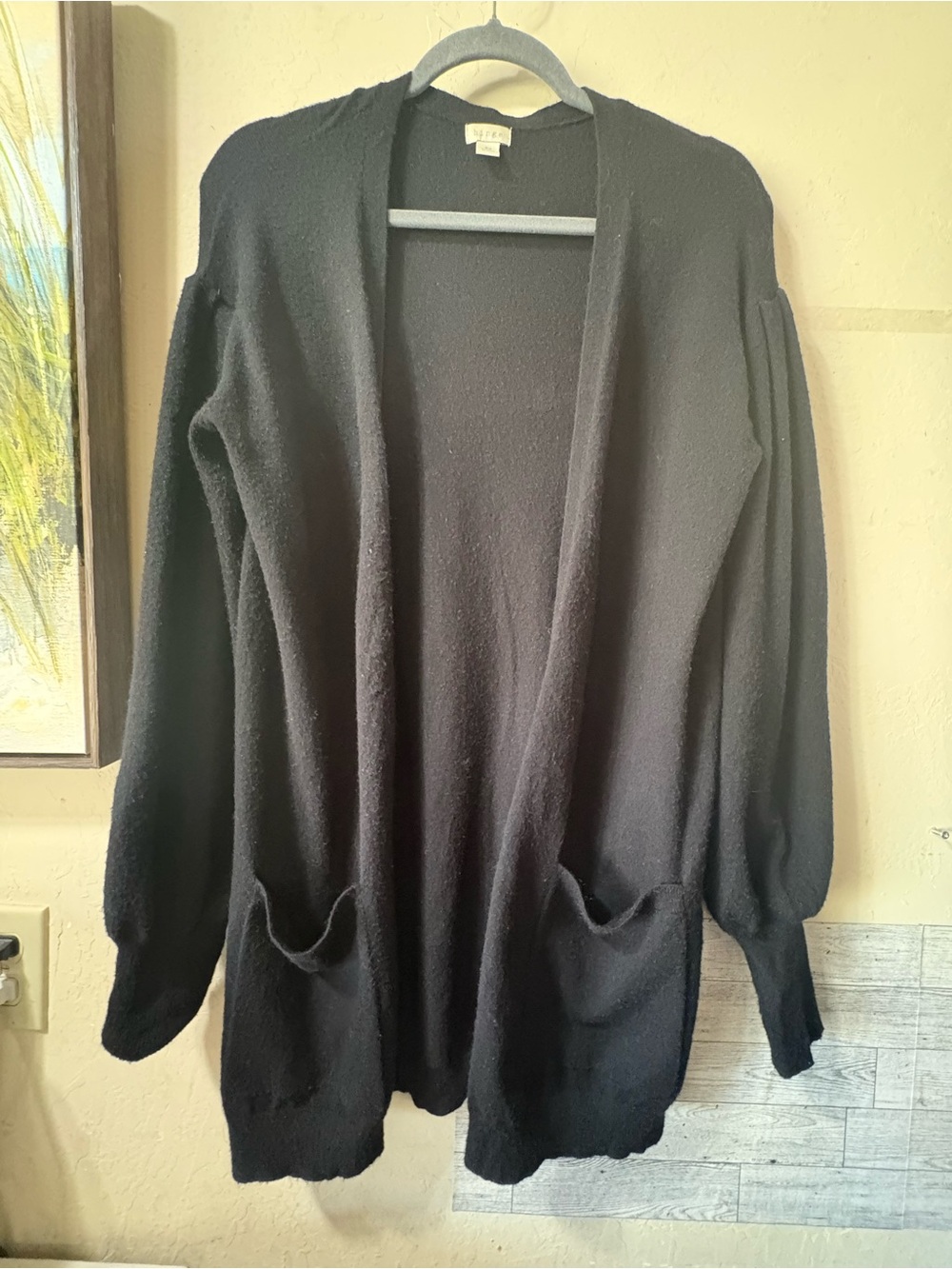 hinge Black Open-Front Women's Cardigan